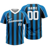 Custom Blue-Black Stripe Throwback Baseball Jersey
